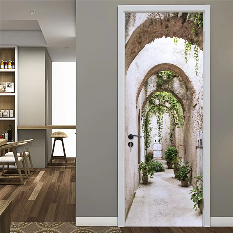 3D природный пейзаж с водопадами обои стены двери Стикеры Гостиная Кухня ПВХ