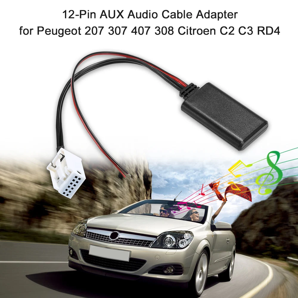 AUX аудио кабель адаптер 12Pin подходит для Peugeot 207 307 407 308 Citroen C2 C3 RD4 BT стерео