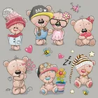 Набор значков с мультяшными медведями, наклеивающиеся утюгом, искусственные нашивки, аксессуары для одежды, моющиеся, теплопередающие, сделай сам, новинка