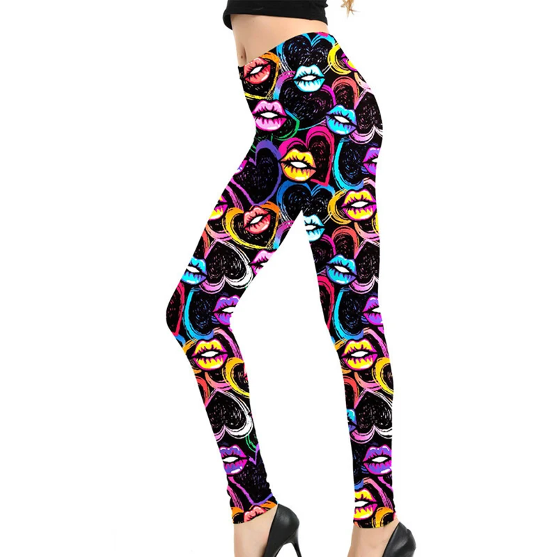 

CUHAKCI Workout Fitness Clothing Jogging Sexy Leggings Women Running Pants Gym Stretch Graffiti Print Sportswear High Waist