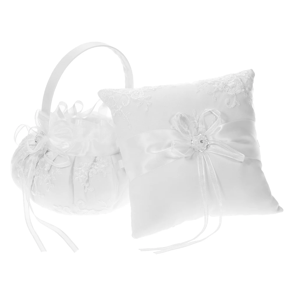 Свадебная церемония карманное кольцо Подушка подушку с атласными лентами