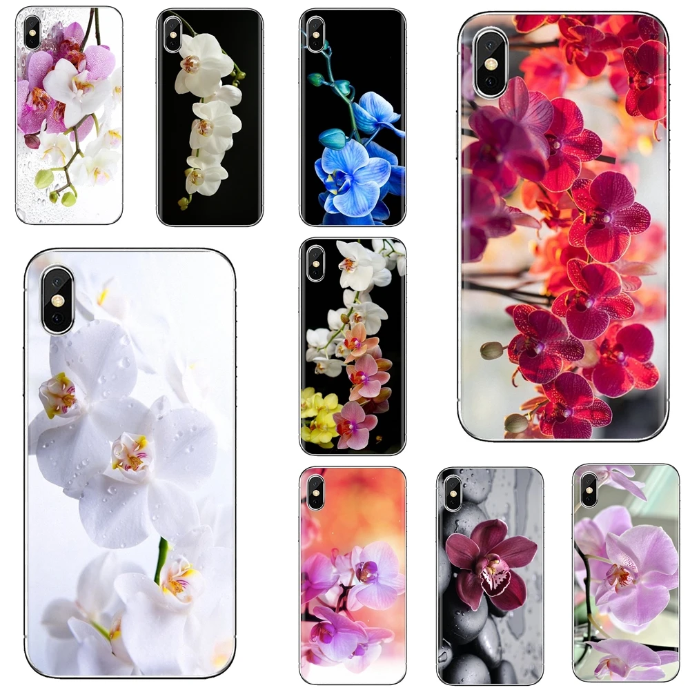 

For iPhone iPod Touch 11 12 Pro 4 4S 5 5S SE 5C 6 6S 7 8 X XR XS Plus Max 2020 Orchid Flowers HD Wallpaper Silicone Skin Case
