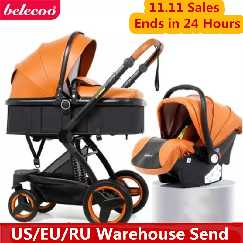 

Belecoo Luxury 3 in 1 Baby Stroller Carriage High Landscape 2 in 1 Pram Two Way Kid Car Suite for Lying and Seating on 2020