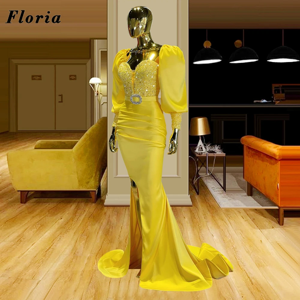 

Floria Elegant Mermaid Evening Dresses 7 Colors Formal Prom Dress Dubai Couture Beaded Sequins Party Gowns 2022 Robes De Soiree