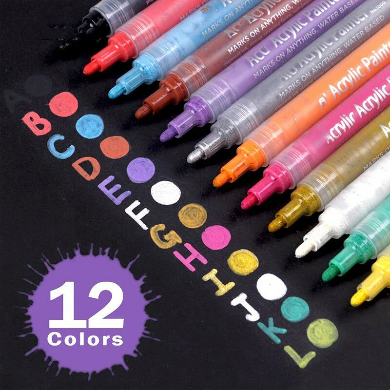 

12/24 цветов, акриловые ручки для рисования, маркеры, набор, ткань, краска, акриловые ручки для рисования, для рок-краски, ткань, фотоальбом, сделай сам, ремесло