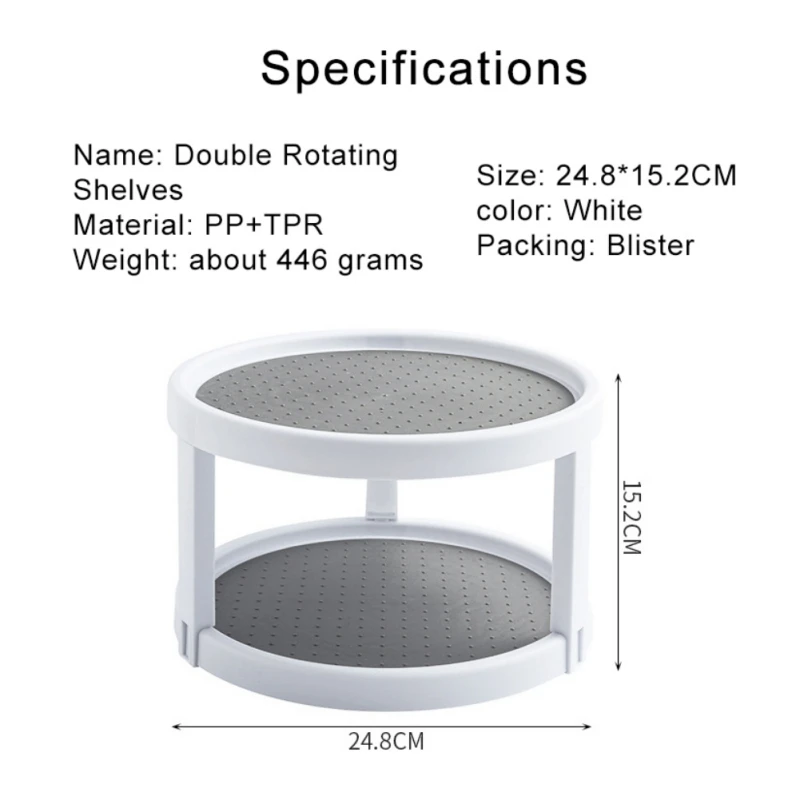 

Kitchen Condiment Round 360 Rotating Storage Tray Convenient Rotating Spice Rack Non-Slip Racks TPR Home Cosmetics Organizer