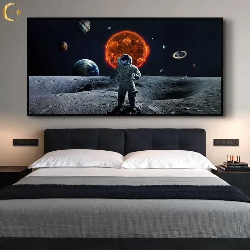 

Galaxy Stars Astronaut Planet Space Posters and Prints Universe Earth Meteorite Big Dreamer Canvas Painting Wall Art Picture