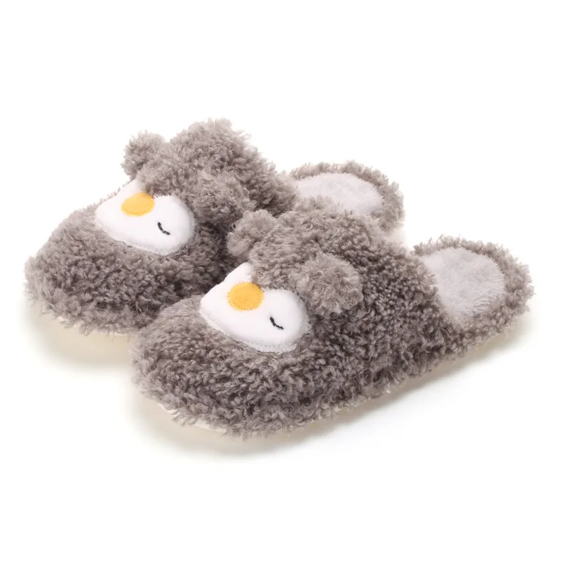 Suihyung/женские плюшевые тапочки Милая меховая домашняя обувь с рисунком пингвина