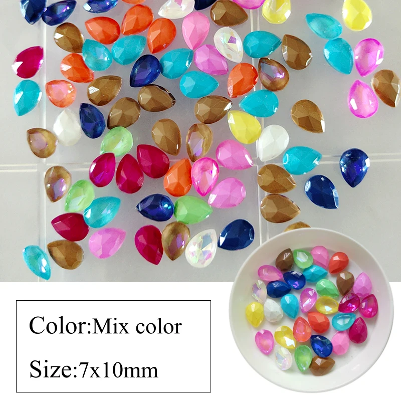 Стеклянные стразы мокко 7x10 мм 30 шт. 3D капли воды камни для дизайна ногтей