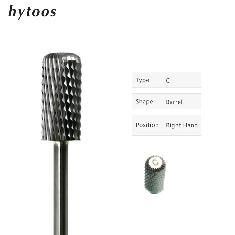 

HYTOOS C D4S Cut Dust Proof Bits Barrel Tungsten Carbide Nail Bit Electric Nail Drill Manicure Burr Nails Accessories Tool