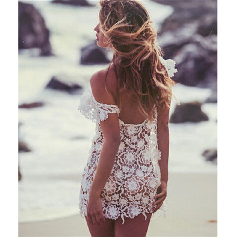 2020 летнее платье женский купальник кружевной вязанный крючком Пляжное бикини