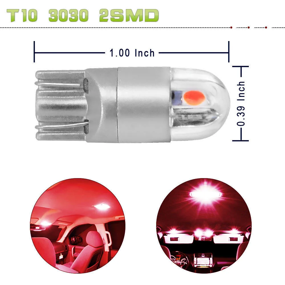 

2W Dome Light Bulbs 4X Accessories Instrument LED Parts Red T10 168 192 194 2825