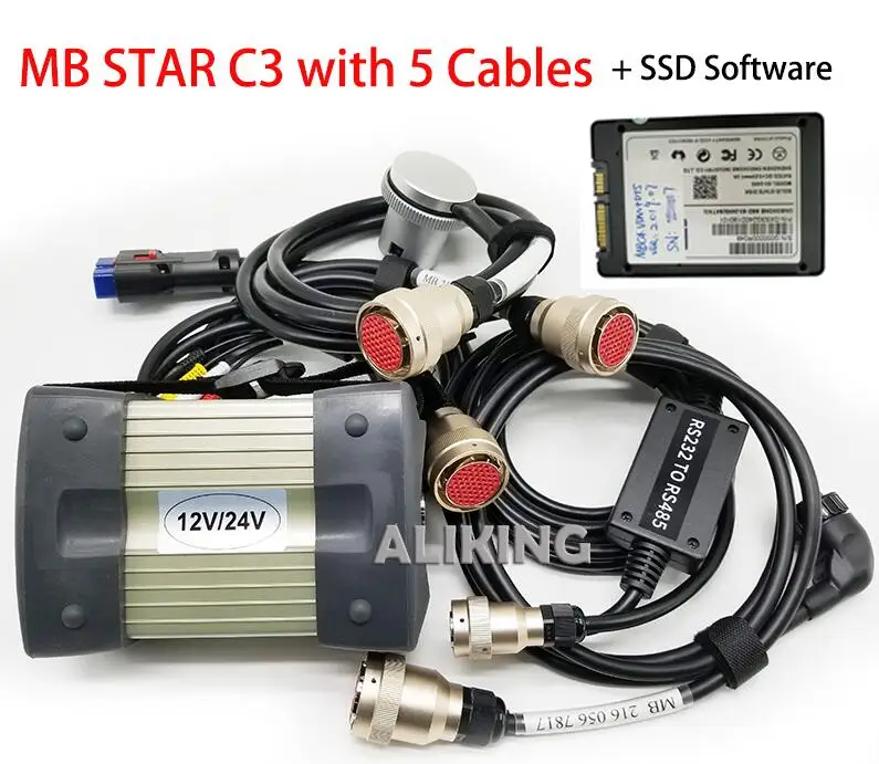 c3 with software SSD Высокое Качество MB Star C3 Диагностический мультиплексор для Benz 12V& 24V автомобиля/грузовика с реле NEC автоматический диагностический сканер с программным обеспечением c3 - Цвет: c3 with software SSD