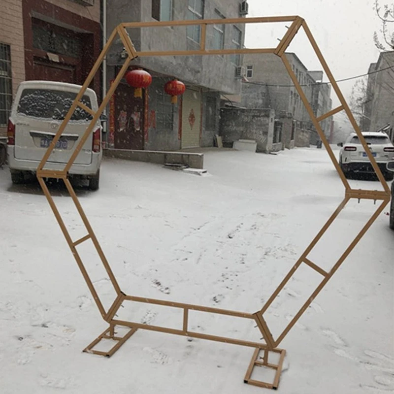 gold A Шестиугольная кованая Арка свадебный фон день рождения украшения ромбическая железная Арка Рамка сцена Свадебные реквизиты - Цвет: gold A