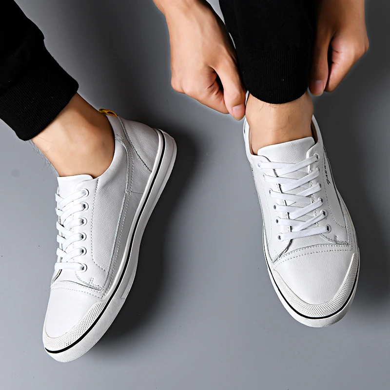

men Casual Shoes White genuine Leather Shoes Men Breathable fashion Shoes Sneakers Loafers Men's Moccasins Chaussure Homme