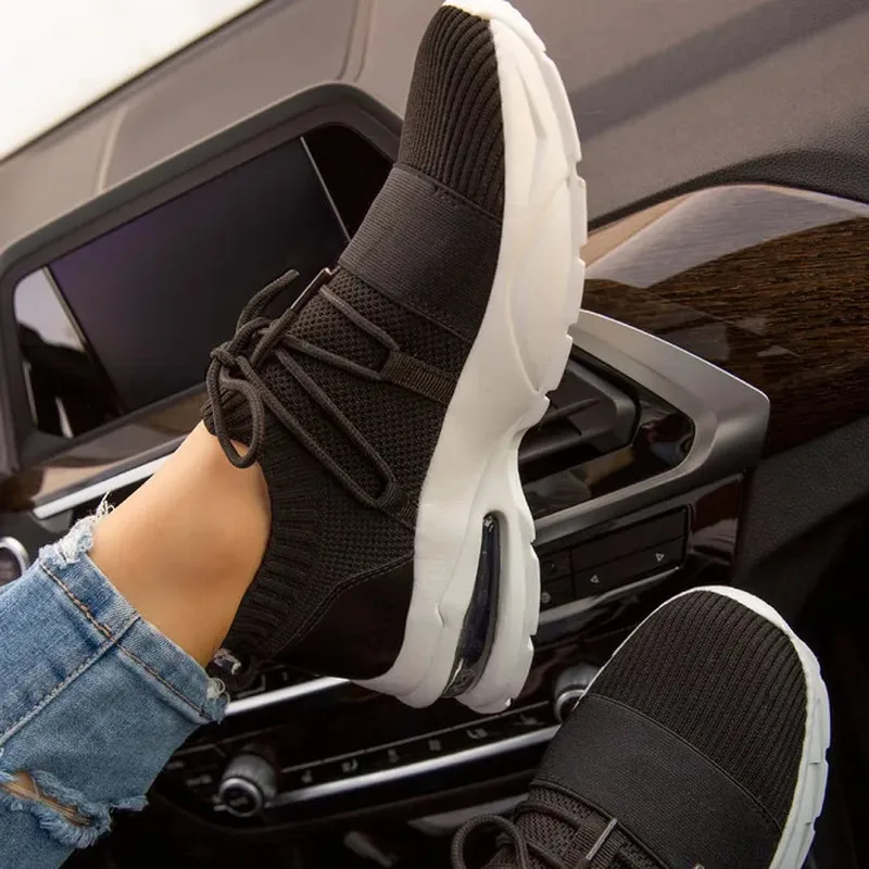 

Sneakers for Women Summer Woman Breathable Sock Casual Shoes Lace Up Tennis Mesh Shoes Female Sport Shoes Ladies Flat Big Size