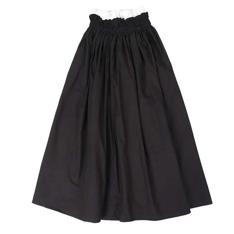 

Skirt Women Fashion Tide New Spring Autumn 2021 High Elastic Waist Black Ruffles Long Temperament Half-body