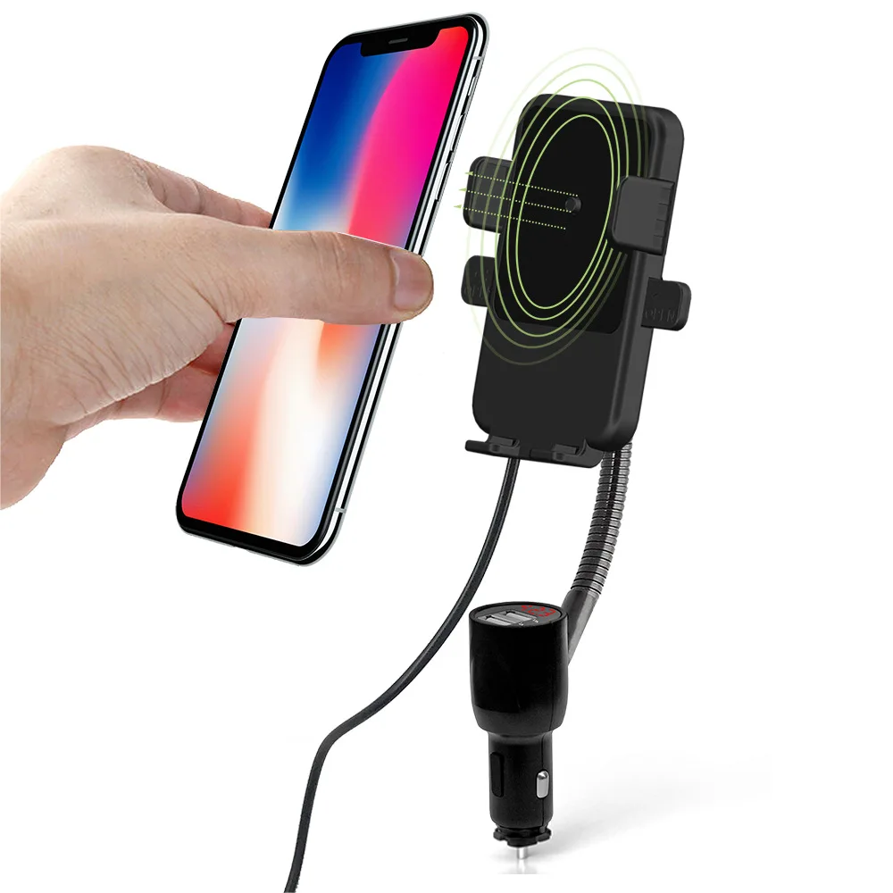 

Универсальный держатель для прикуривателя, двойной Usb, умная Быстрая Зарядка Qi, Беспроводная зарядка для автомобиля, универсальная навигац...