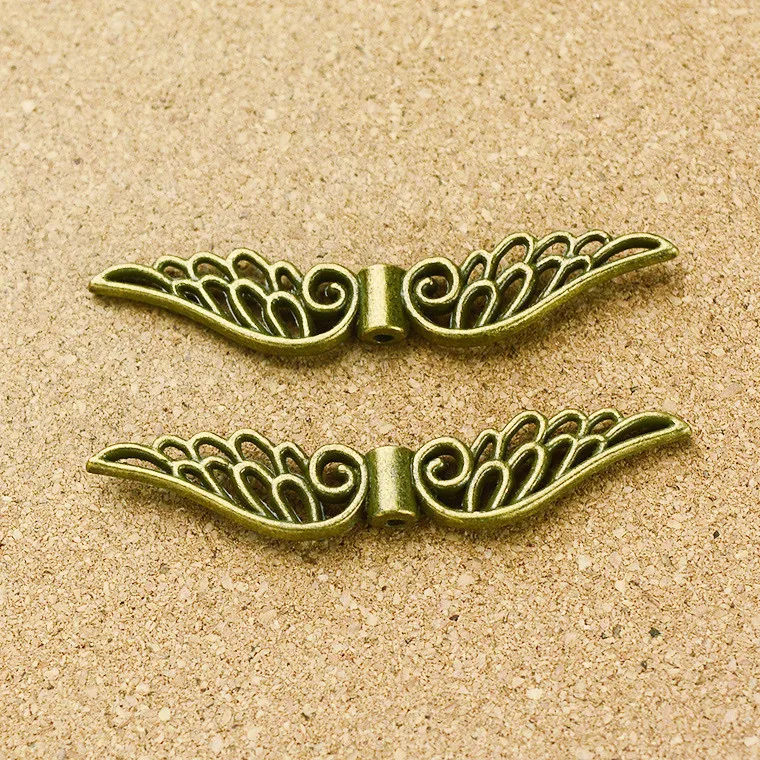 

10pcs 12mmx52mm Antique Silver tone/Antique Bronze Hollow Angel Wing Spacer Beads Connector Pendant Charm/Finding,DIY Accessory