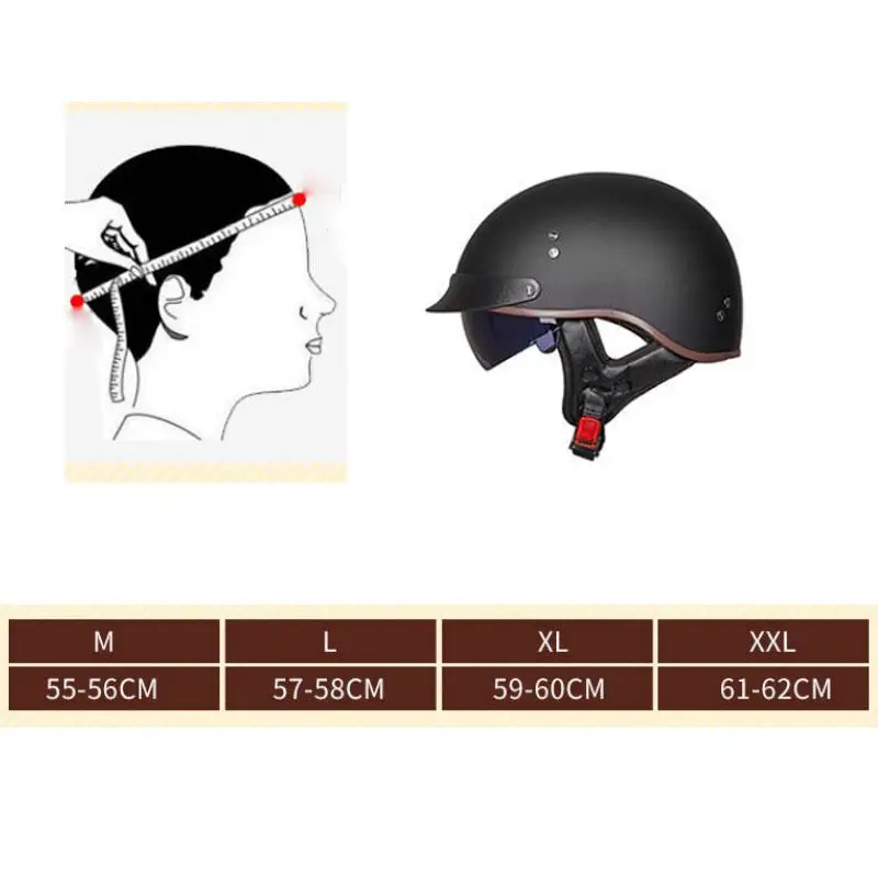 

ABS Motorcycle Vintage Half Helmet Retro Scooter Open Face Helmets Visor Moto Helm Capacete Para With Built-in Lens