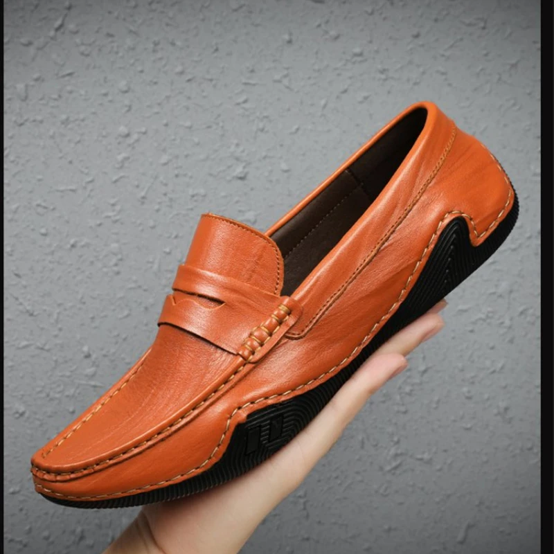 

2021 Autumn New Men's Fashion PU Round Head Outdoor Casual Shoes Kick on Comfortable Daily Versatile Classic Men's Shoes AQ048