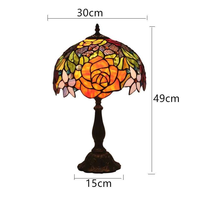 

12 Inch Stained Glass Retro Desk Lamp Luxury Vintage Table Lamp Bar Bedroom Bedside Light Bar Glass Desk Light Fixture