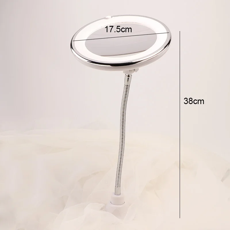 Светодиодный увеличительный зеркало 10x с поворотом на 360 градусов гибкое гусиной