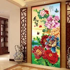 Набор для вышивки крестиком, с принтом пионов, 11 карат