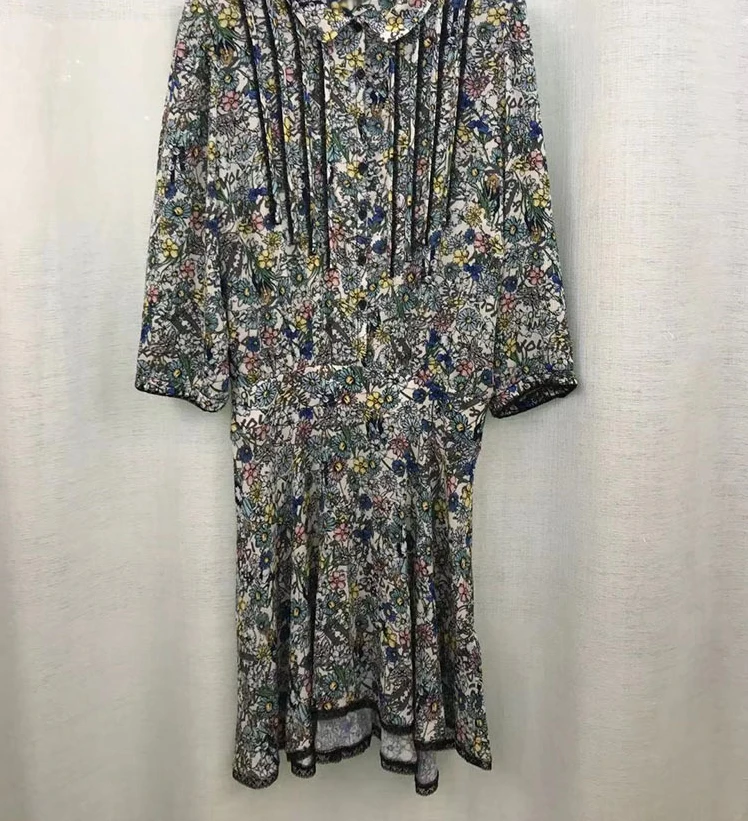 

Women Dress French Fashion 2021 Summer New Print Round Neck 7-point Sleeve Fashion Age-reducing Dress
