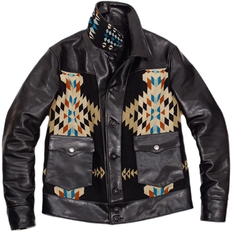 

2021 Black Japan Casual Style Genuine Leather Jacket Men Plus Size 5XL Real Natural Horsehide Autumn Slim Fit Short Spliced Coat