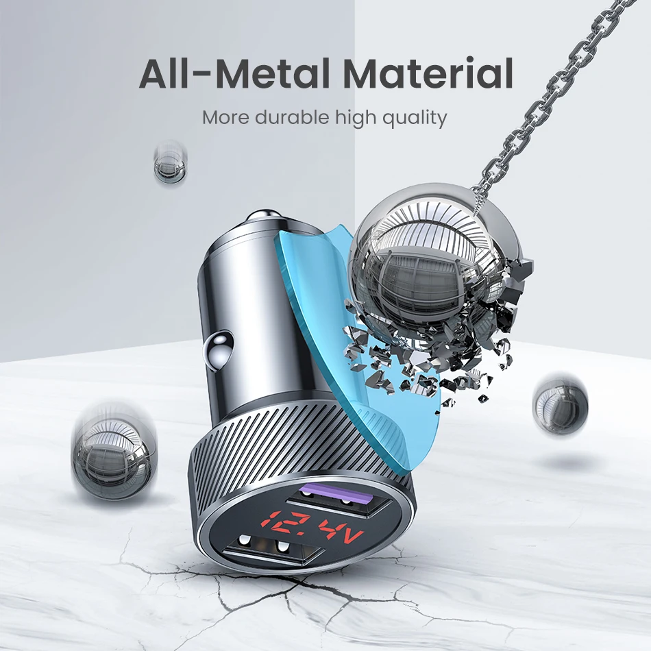 all metal led display dual usb 4 8a fast car charger for iphone samsung xiaomi huawei mini mobile phone tablet gps car charger free global shipping