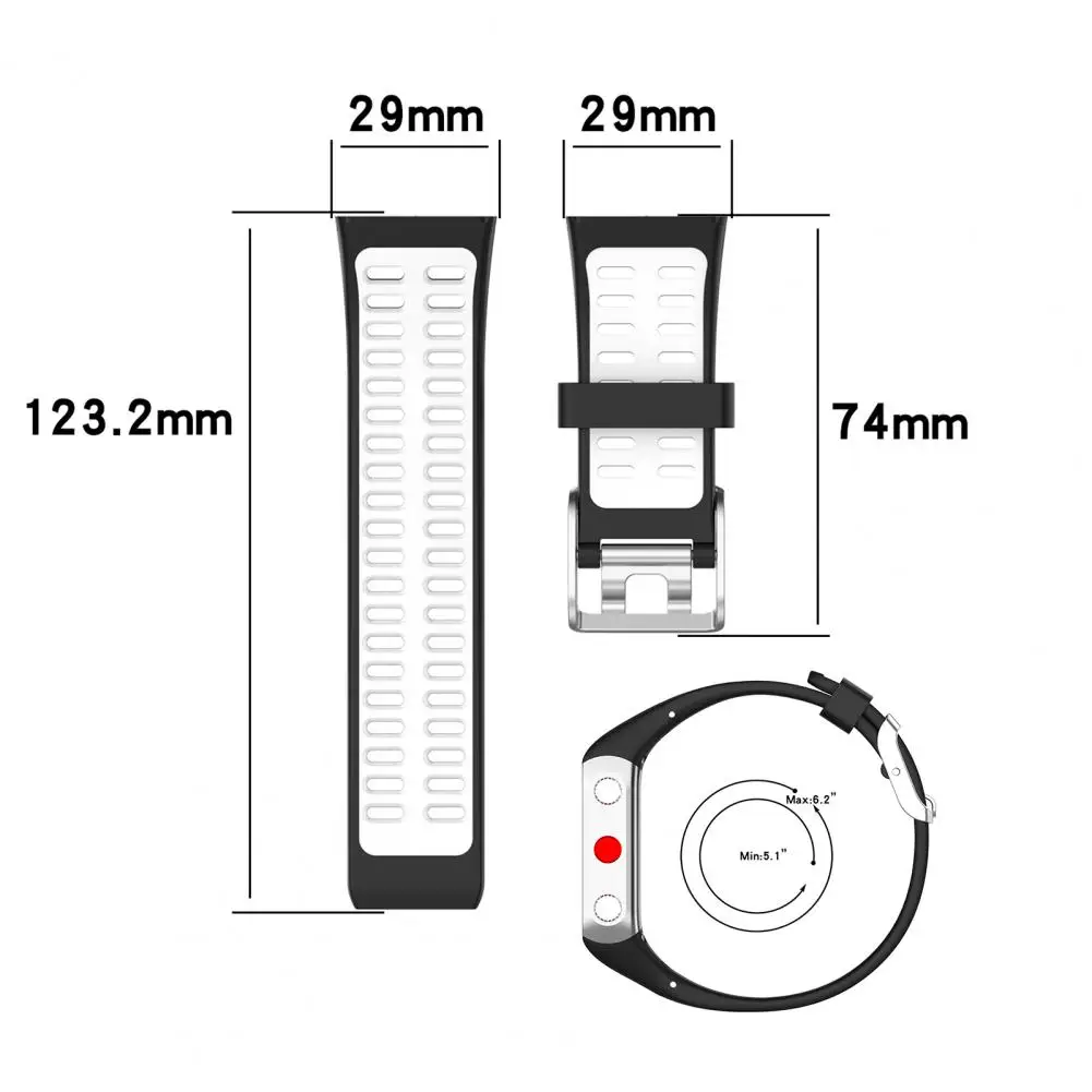 

Watch Band Adjustable Sweatproof Silicone Wristband Bracelet Replacement for Polar V800 Silicone Comfortable Watch Strap