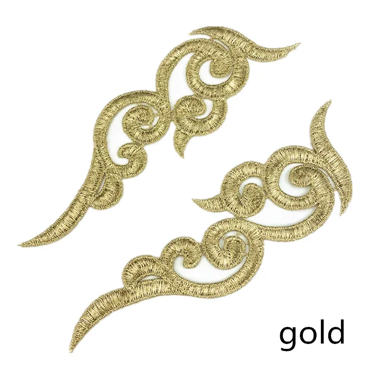 gold Zsbszc 20 зеркальные пары LP-1882 полиэстер Ткань Цветы нашивки красочные облака craf белый черный кружево Аппликация аксессуары DA003 - Цвет: gold