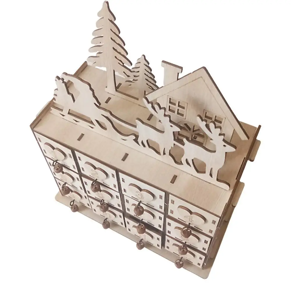 Деревянный Рождественский календарь Декор дома DIY свадебные украшения шкатулка