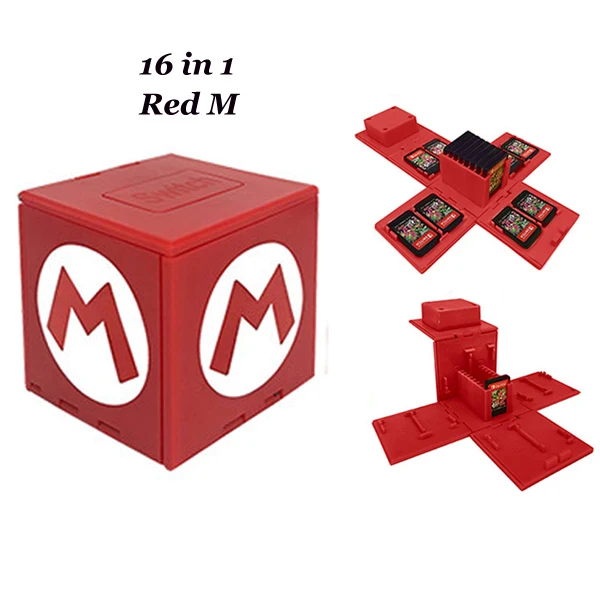 Red M Футляр для игровых карт премиум-класса с переключателем NAND, коробка для хранения с переключателем, складывающаяся коробка для карт NS, сохраняющая 12 карт - Цвет: Red M