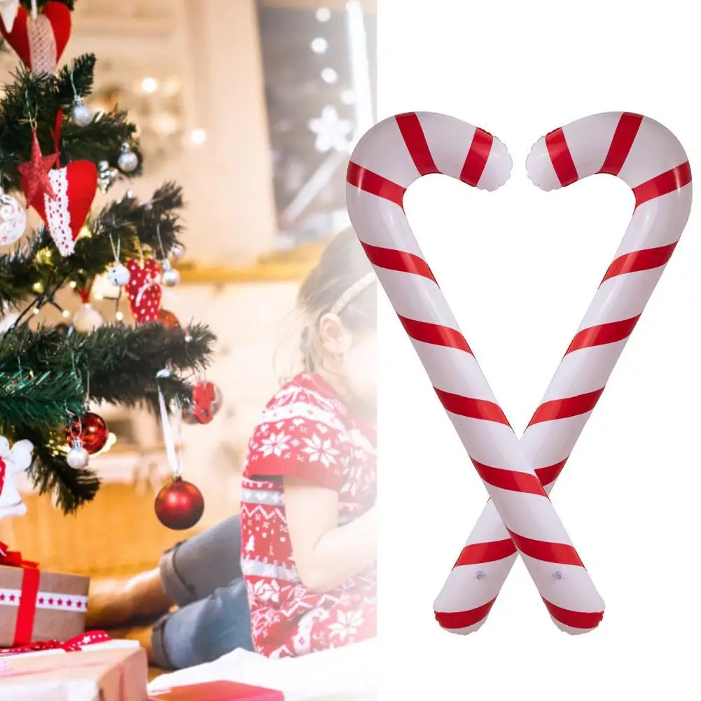 

2Pcs PVC Cane Balloon Bright Color Lightweight Decorative Inflatable Candy Cane Balloon for Festival
