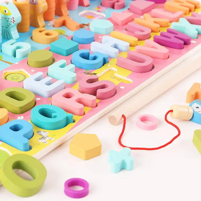 

Montessori Educational Wooden Toys For Kids Board Math Fishing Count Numbers Digital Shape Match Early Education Child Gift Toy