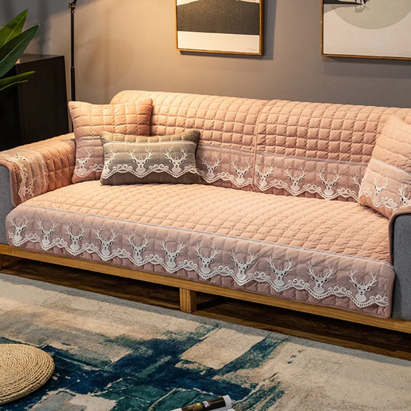 

1PCS Couch Towel Thick plush Lace Decor Corner Sofa Cover Non-slip Bay Window Mat for Living room Armchair Seat Cushion Covers