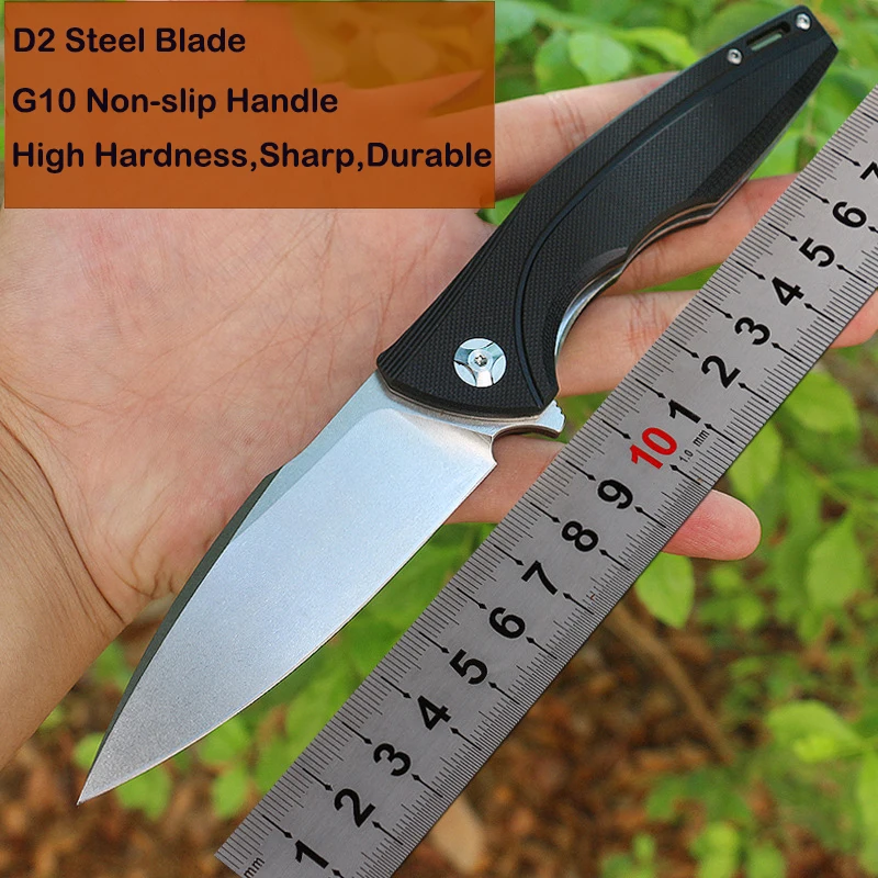 

D2 Steel Folding Knife Military Tactical knife High-density G10 Non-slip Handle Ball Bearing Survival Pocket Knives Outdoor
