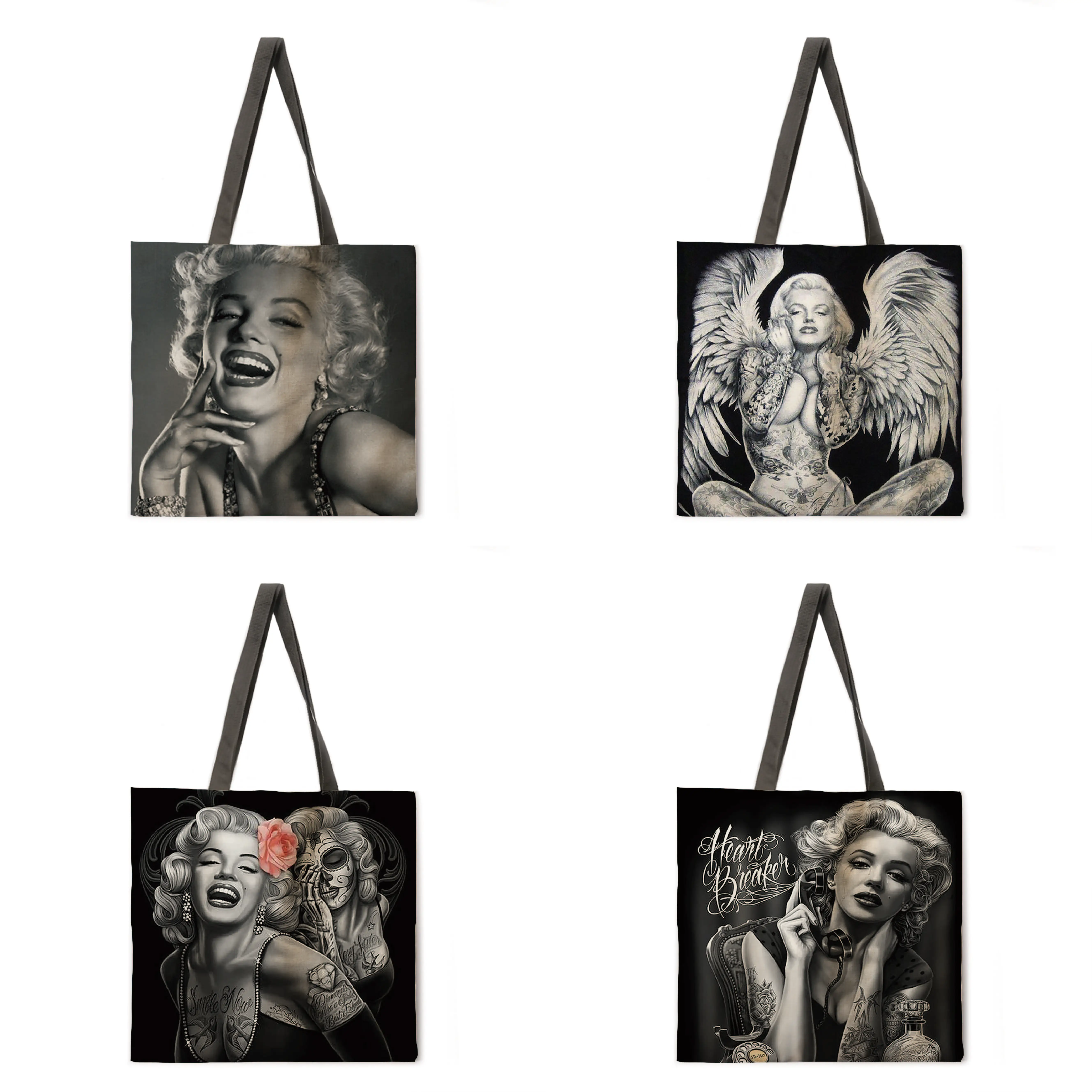 

Monroe Devil Edition Tote Bag Linen Fabric Bag Casual Folding Shopping Bag Outdoor Beach Bag Daily Handbag