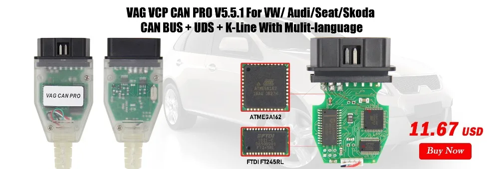 VAG CAN PRO V5.5.1 с FTDI FT245RL чип VCP OBD2 Диагностический интерфейс USB кабель Поддержка Can Bus UDS K Line работает для AUDI/VW