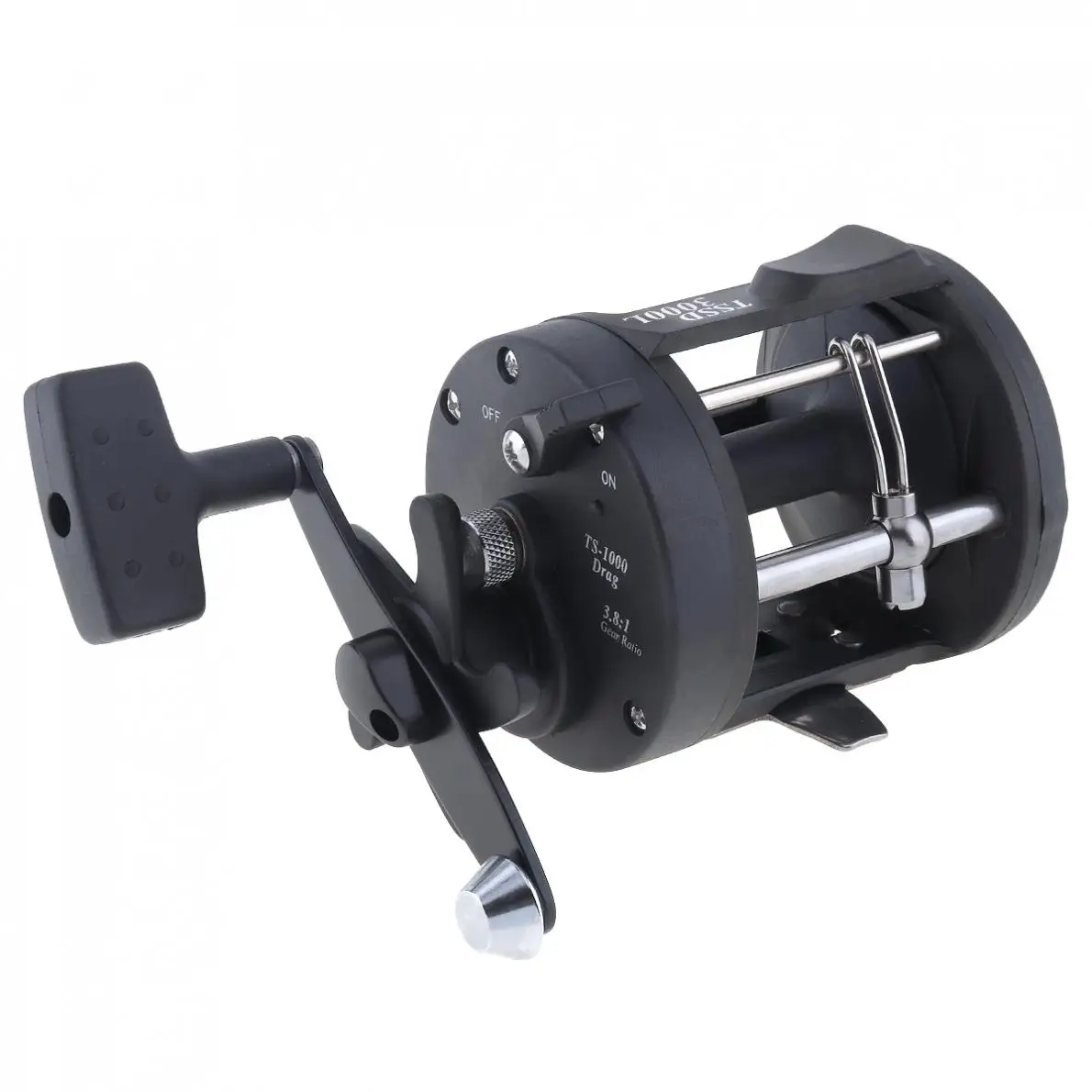 

Black Right Hand Drum Fishing Reel 3000 Series Gear Ratio 3.8:1 Trolling Wheel Casting Boat Sea Fishing Reel