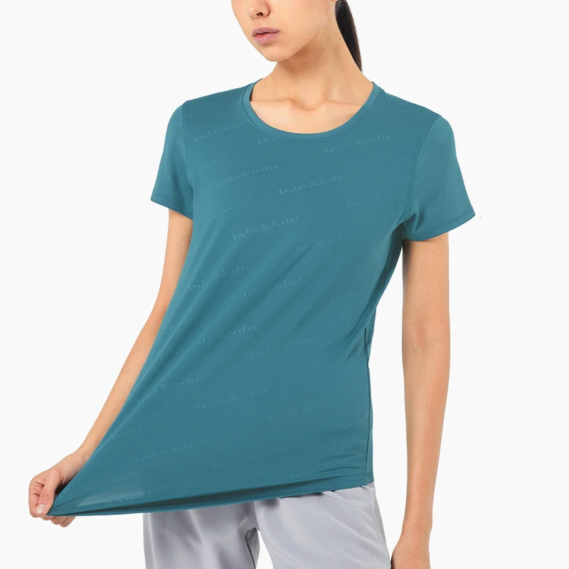 

Letter-printed Naked Feel Running Tops Yoga Suit Women Breathable Quick Dry Short Sleeve T-shirt