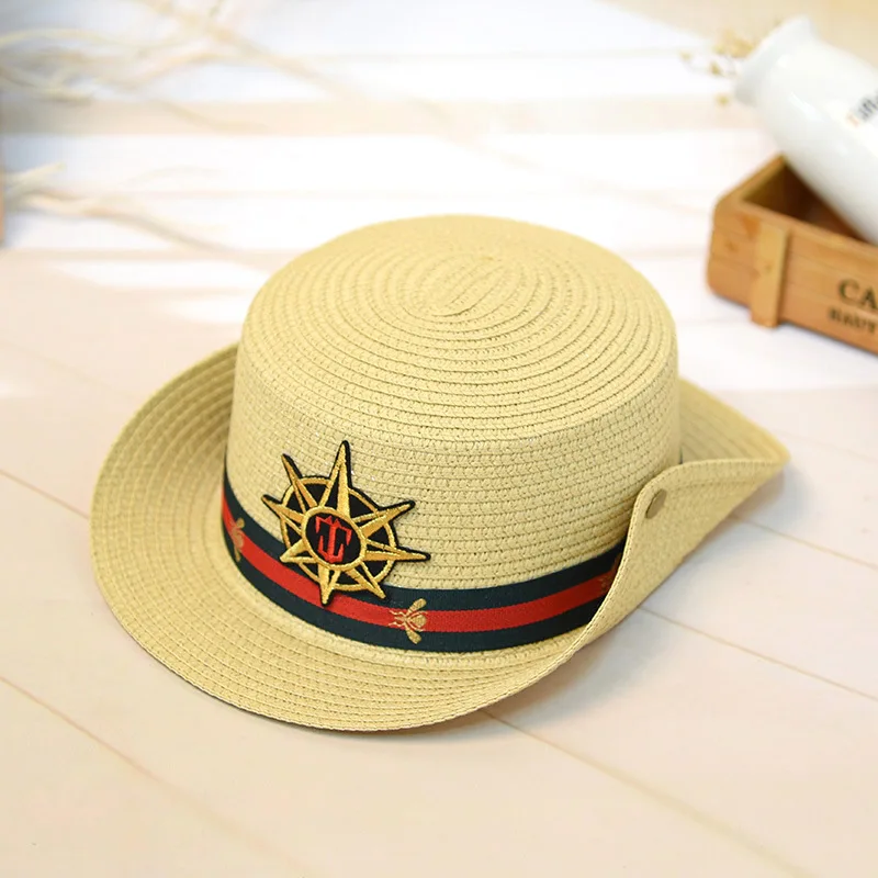 

Kids Felt Fedora Hat Trilby Panama Hat Trendy Straw Hat Short Brim Sunhat Toddler Vintage Colorful Belt Cap Holiday Travel Cap