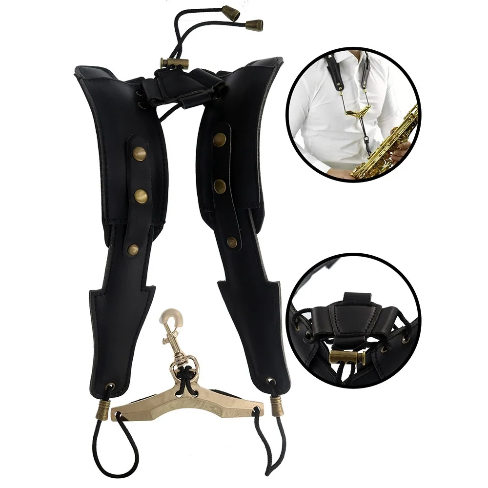 

Saxophone Leather Shoulder Sax Neck Strap Adjustable For Tenor Alto Saxs Durable Sax Neck Straps With Hook Clasp Accessories