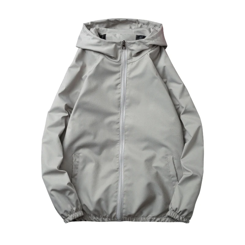 

Men Zipper Hoodie Jacket Spring Autumn Fashion Slim Fit Coat Male Casual Waterproof Breathable Solid Color Parkas