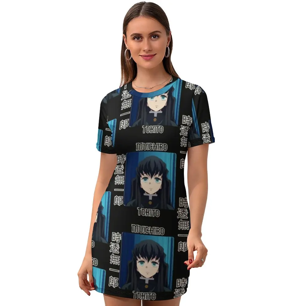 Демон убийца платье короткий рукав довольно спандекс облегающее женские модели