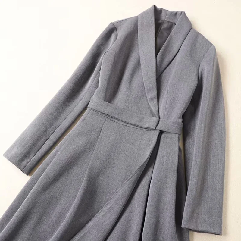 Платье-миди с длинным рукавом V-образным вырезом и | Женская одежда