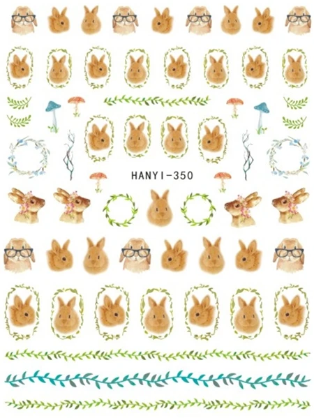 HANYI-350 Новейшие 3d наклейки для ногтей SOLONAIL hanyi-28 bambi deer Stamp Переводные картинки Инструменты для украшения ногтей - Цвет: HANYI-350