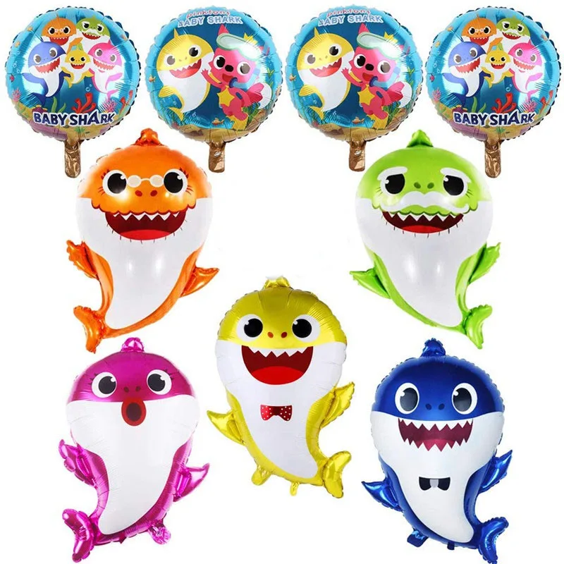 

Baby Shark Family Foil Balloons Cute Shark Mom Dad Balloon Sea World Globos Birthday Party Decorations Kids Toys Wedding Decor